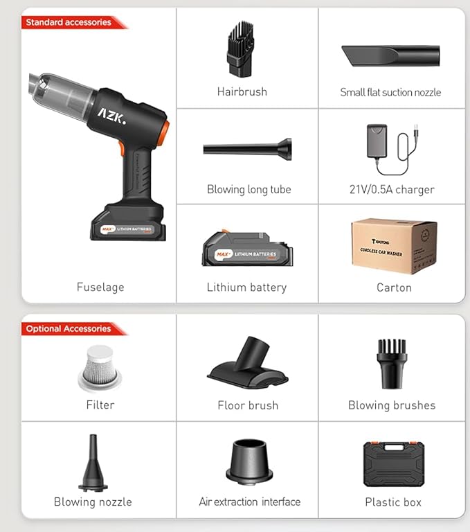 Car Vacuum Portable Cordless, 36500Pa High Power Suction & Blower, Wireless - Image 7