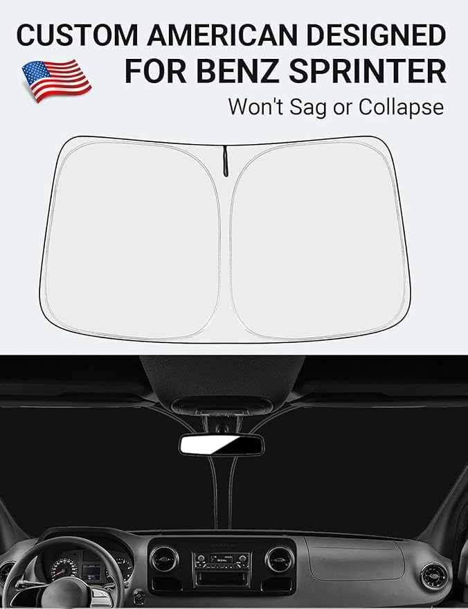 Proadsy 2025 Upgrade Windshield Sun Shade Custom Fit Sprinter, Freightliner - Image 2