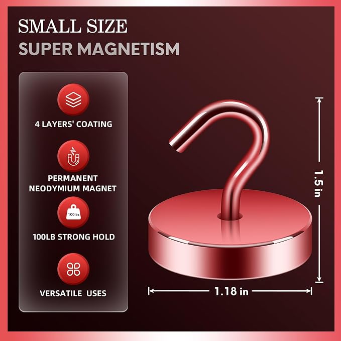 Neosmuk Magnetic Hooks, Cruise Ship Essentials, 100lb+ Heavy Duty Magnetic Hooks - Image 6