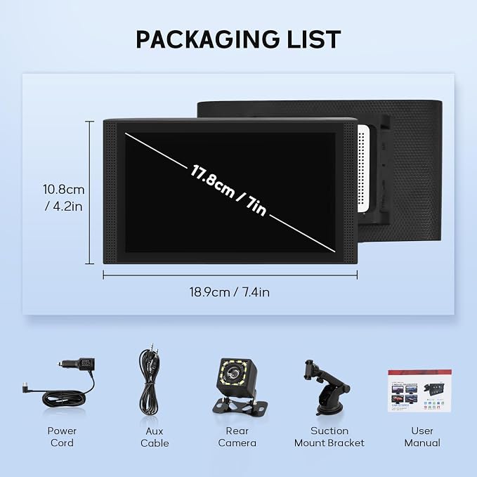 Wireless Apple Carplay Screen for Car Android Auto, Backup Camera, FM - Image 4