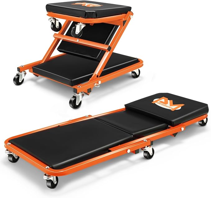 PM PERFORMOTOR 36 Inches Folding 2 in 1 Rolling Z Creeper, Adjustable Roller by PMPERFORMOTOR