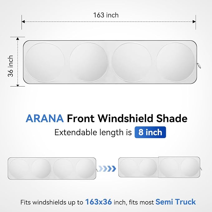 ARANA Semi Truck Sun Shade for Windshield丨240T Thicken Sunshade for Semi-Truck - Image 2
