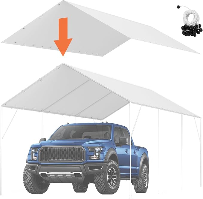 VEVOR 10x20' Canopy Replacement Cover Heavy Duty, Carport Garage Top Tent by VEVOR