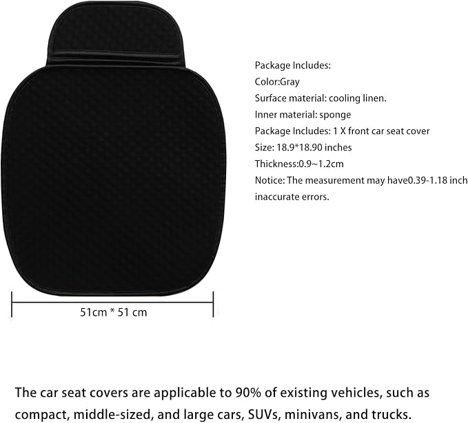 Linen Bottom Car Seat Covers Cloth, Fabric Car Seat Covers Front Seat Only - Image 5