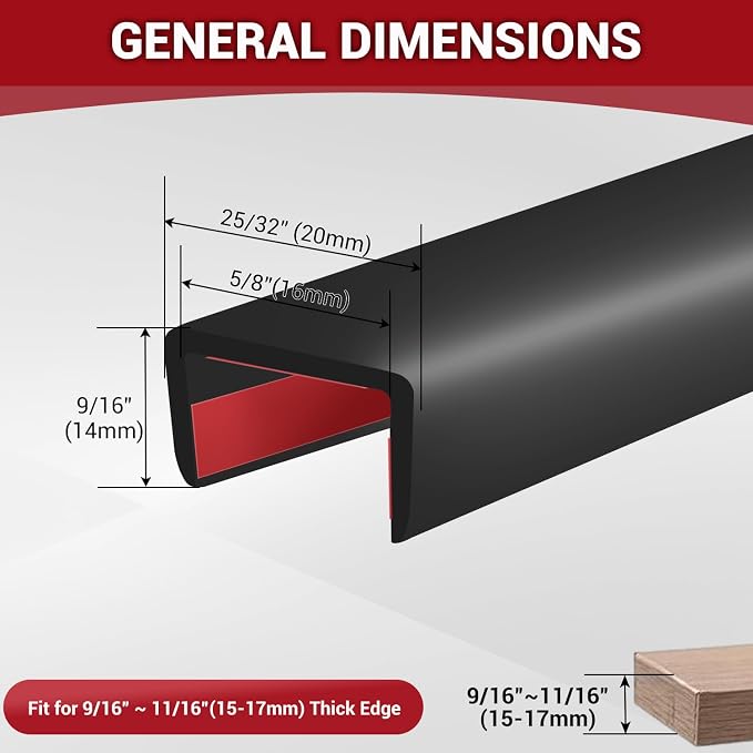 Rubber Edge Trim, 5/8" Self Adhesive Flexible U Channel Edge Protecter - Image 2