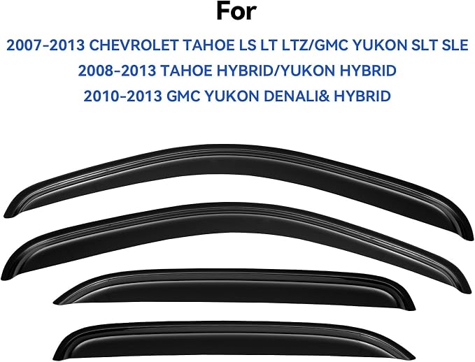 Window Visors Rain Guards for 2007-2014 Chevy Tahoe/GMC Yukon, Out-Channel - Image 2