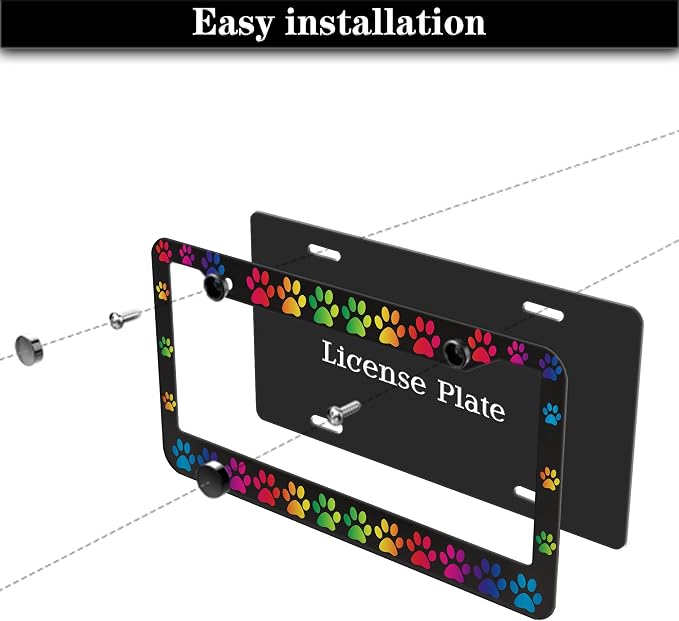 License Plate Holder Rainbow License Plate Frames Colors of The Rainbow Dog Paw - Image 7