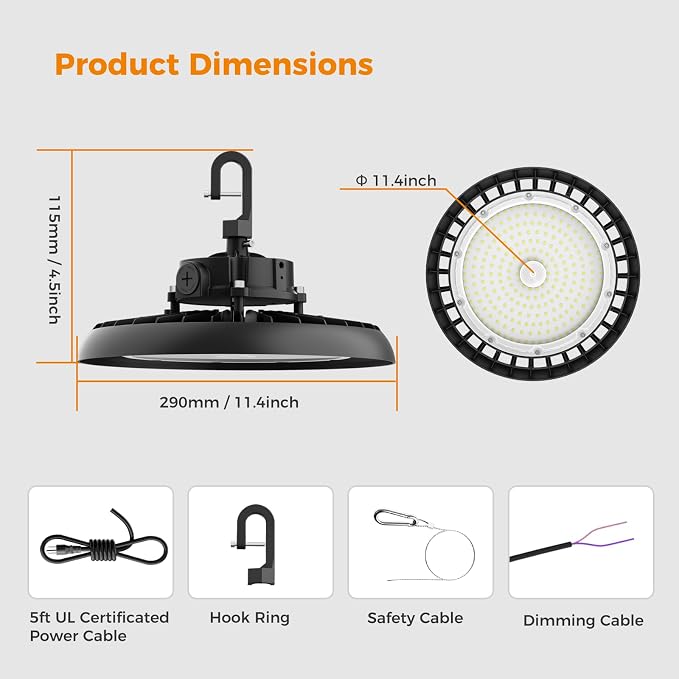 High Bay Lights LED UFO Light 240W LED Shop Lights 6000K IP65 Commercial Bay - Image 9