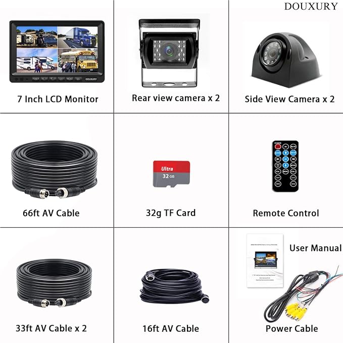 RV Backup Camera System with 7'' Quad Split 1080P Monitor - Image 9