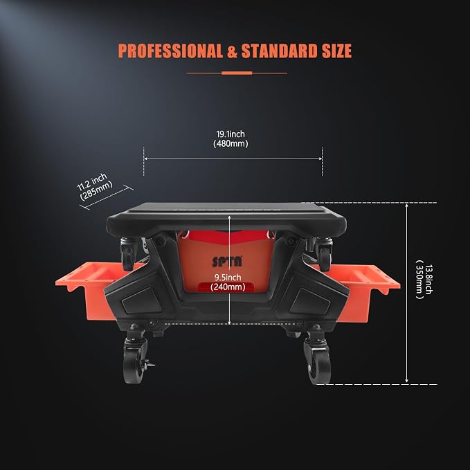 SPTA Automotive Mobile Rolling Mechanics Stool - Image 2