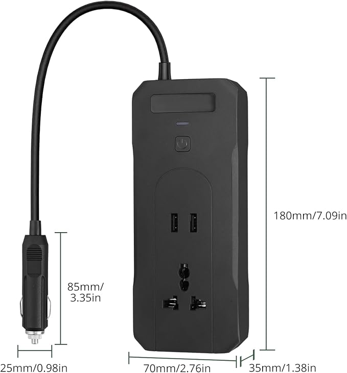 AUTTGINN 200W Car Power Inverter DC 12v to 110v AC Car Plug Adapter Outlet - Image 3