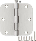 42 Pack Rounded Door Hinges Brushed Nickel 3.5 Inch Interior 5/8" 3-1/2" Flat by TDCHINGES