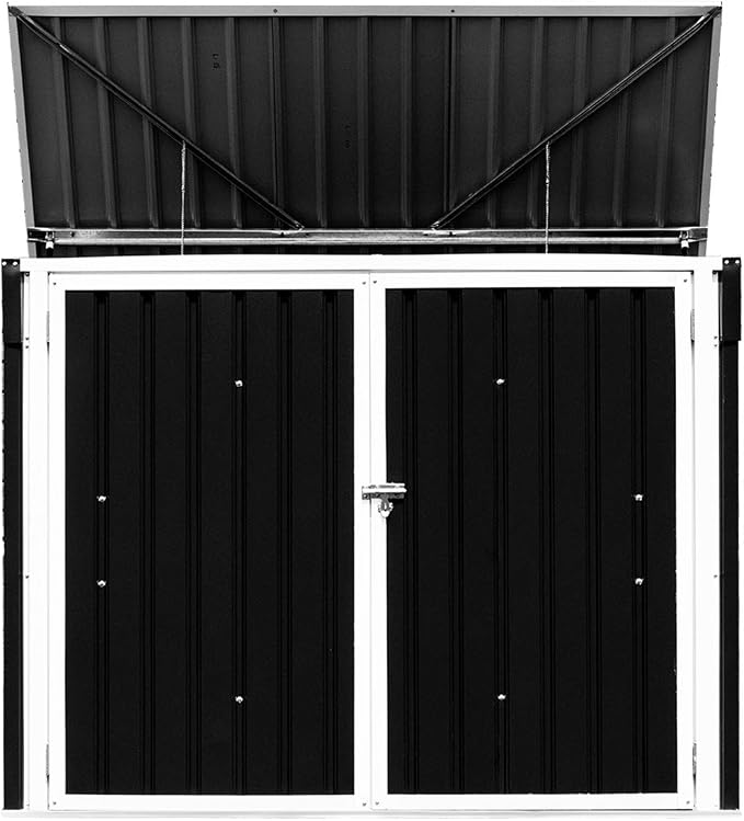 Goplus Horizontal Storage Shed Outdoor, 6x3FT Grey & Beige - Image 5