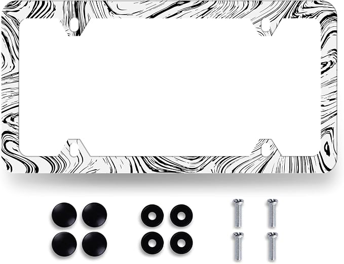 Abstract Marble Print License Plate Frame Wood Texture Marble License Plate by RNKATIH