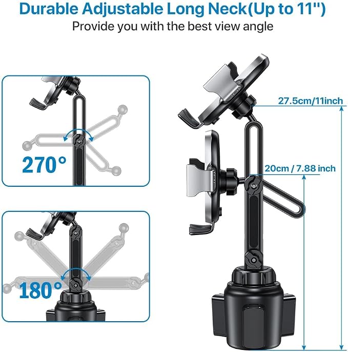Miracase Cup Phone Holder for Car, Adjustable Long Neck Car Cup Holder Phone - Image 4