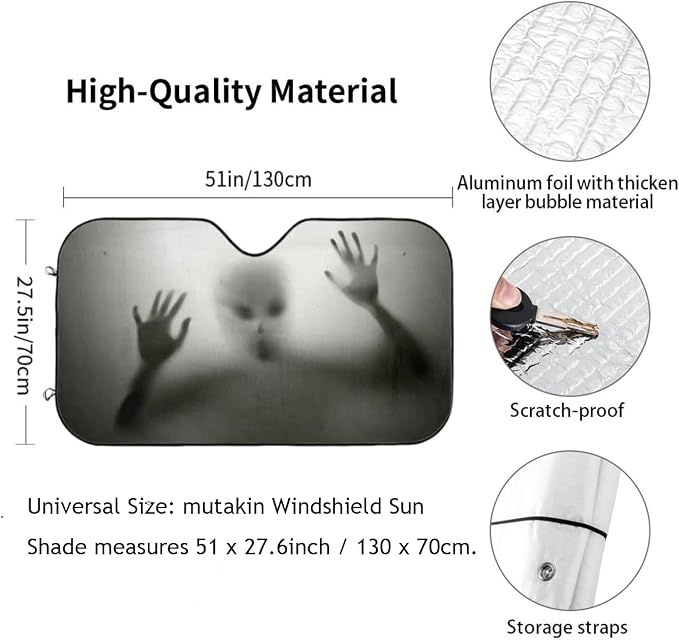 Alien trapped Car Windshield Sunshade Front Window Sun Visor Protector Foldable - Image 3
