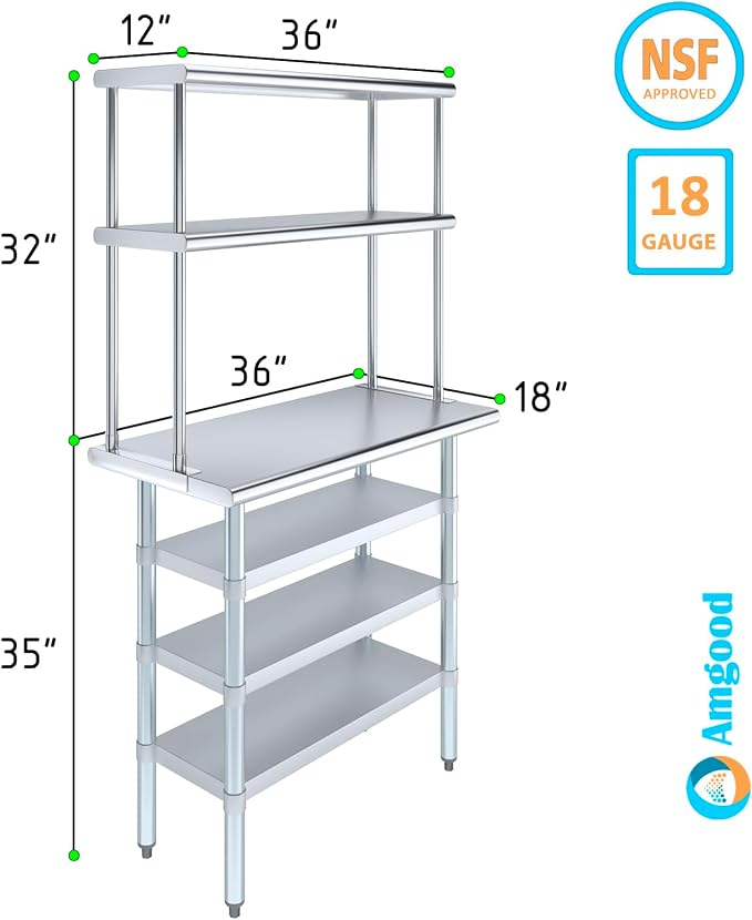 Amgood 18" x 36" Stainless Steel Work Table - Image 3