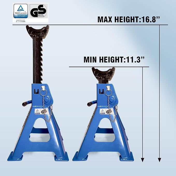 Car Jack Stands 3 Ton with Double Locking and Large Foot Base - Image 2