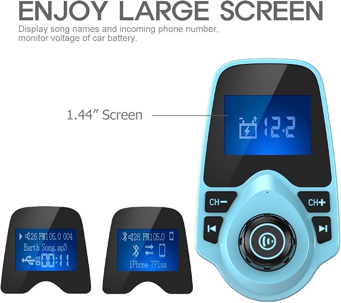 Nulaxy Bluetooth Car FM Transmitter Audio Adapter Receiver Wireless Hands-Free - Image 3