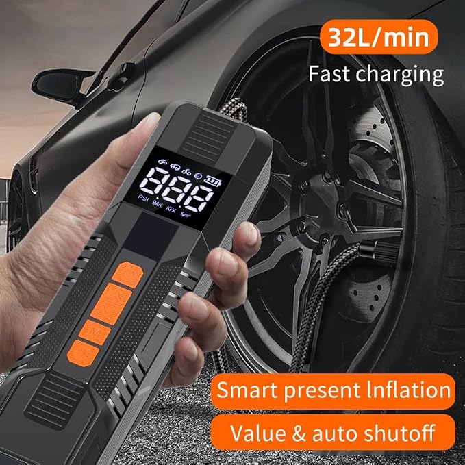 Tire Inflator Portable Air Compressor, 6X Faster 180 PSI Cordless Air Compressor - Image 2