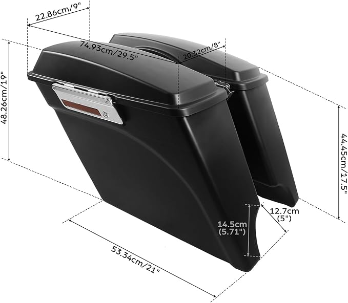 XFMT Motorcycle Stretched Saddlebags 5" Extended Hard Saddle Bags - Image 3