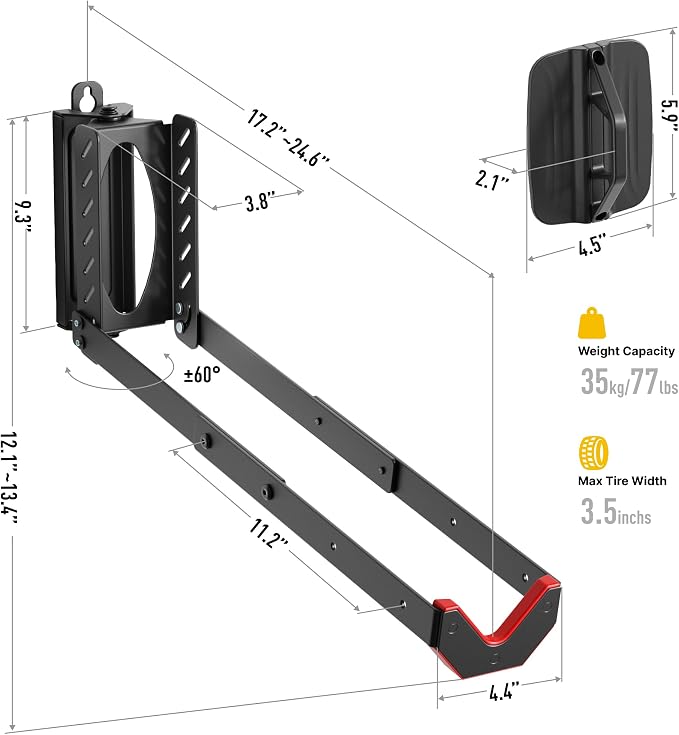 monTEK Swivel Bike Wall Mount, No Heavy Lifting Required Bike Wall Mount - Image 9