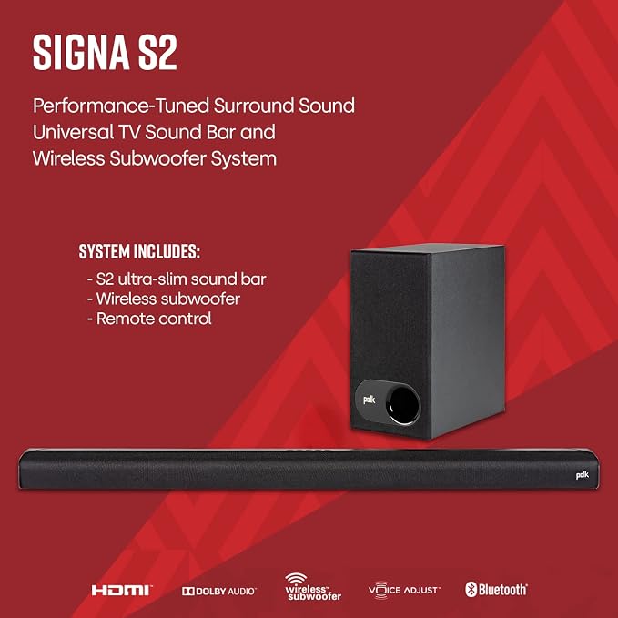 Polk Audio Signa S2 Sound Bar & Wireless Subwoofer – Exclusive VoiceAdjust - Image 5