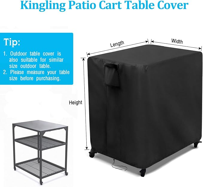 Kingling Outdoor Table Cover for Patio Cart Table, Waterproof Outdoor Grill - Image 3