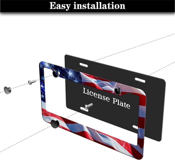 License Plate Frames for Men Multicolor Car Plate Frame for Women American Flag - Image 7