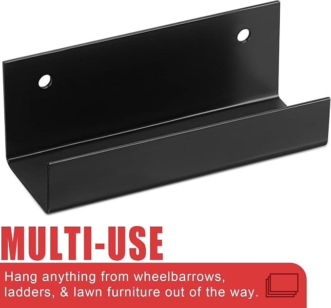 Blulu 4 Pieces Wall Mount Ladder Wall Wheelbarrow Hanger Steel Garage Storage - Image 3