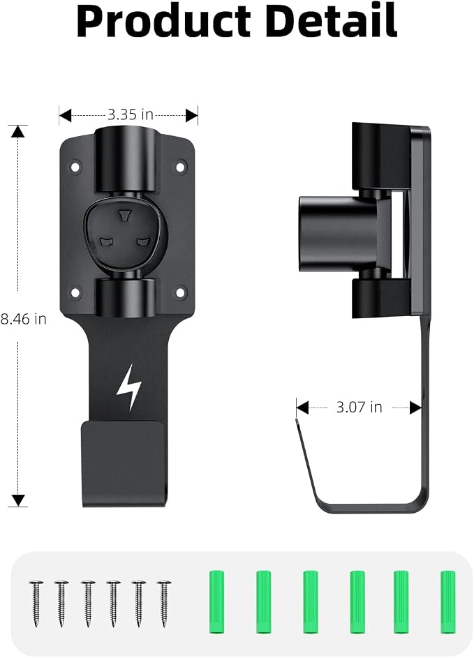 for Tesla Charger Holder, with 180° Rotation Nozzle Dock, Metal J-Hook - Image 8