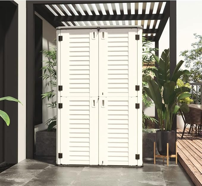 66 Cu.ft Vertical Storage Shed, Waterproof Polyethylene Resin Outdoor Storage - Image 5
