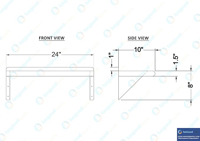 AmGood 24" Long X 10" Deep Stainless Steel Wall Shelf | NSF Certified | - Image 8
