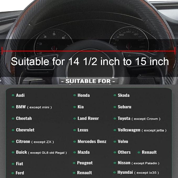 Xizopucy Wood Grain Steering Wheel Cover Black Universal Microfiber Leather - Image 6