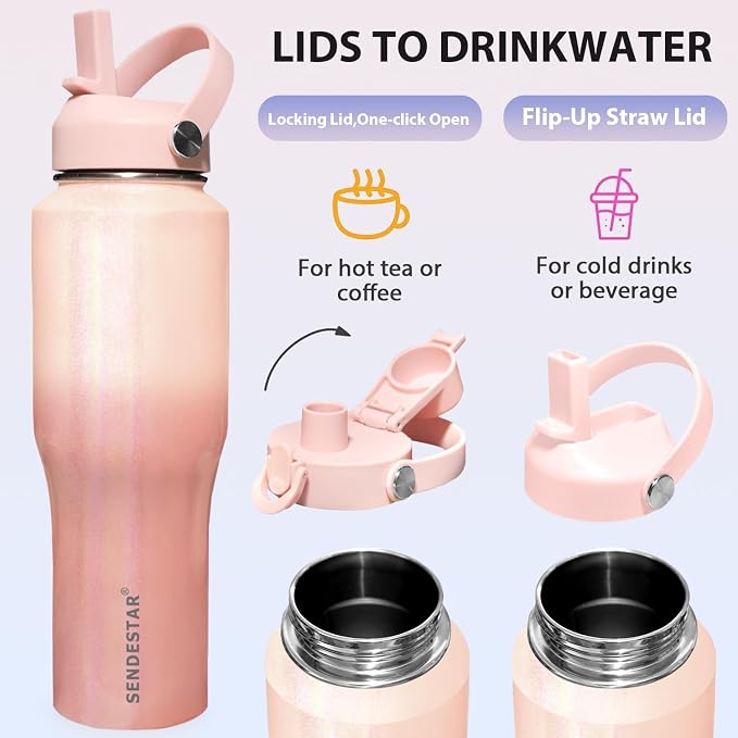 SENDESTAR 40oz Stainless Steel Water Bottle, Double Wall Vacuum Insulated Bottle - Image 4