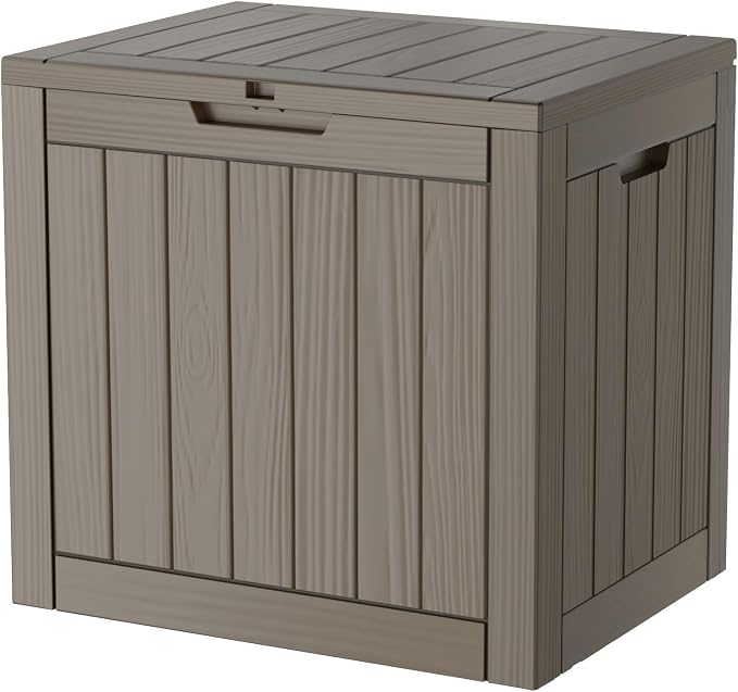 35 Gallon Lockable Resin Deck Box, Waterproof & UV-Resistant Outdoor Storage Box by Home