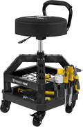 Rolling Shop Stool with Wheels, Heavy Duty Garage Work Mechanic Stool with by FreekyRock