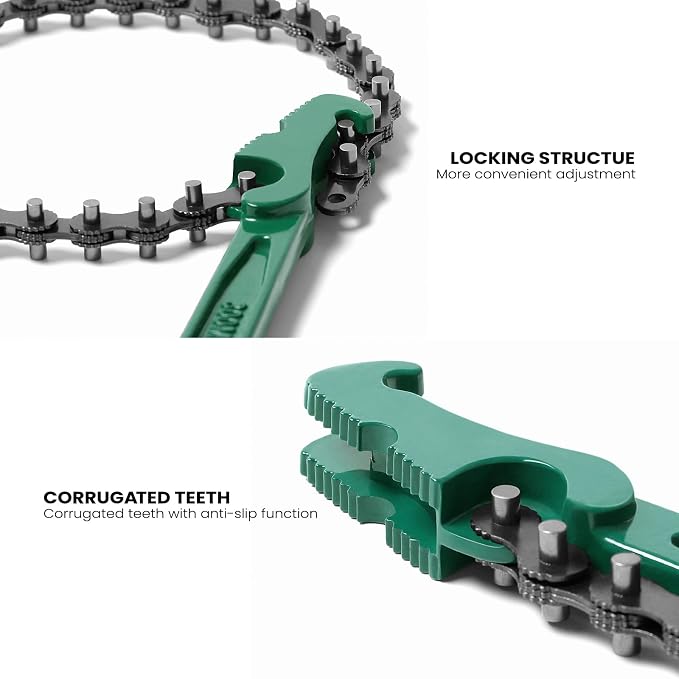 12 Inch Heavy-Duty Ratcheting Chain Wrench, Adjustable Oil Filter Pliers - Image 3