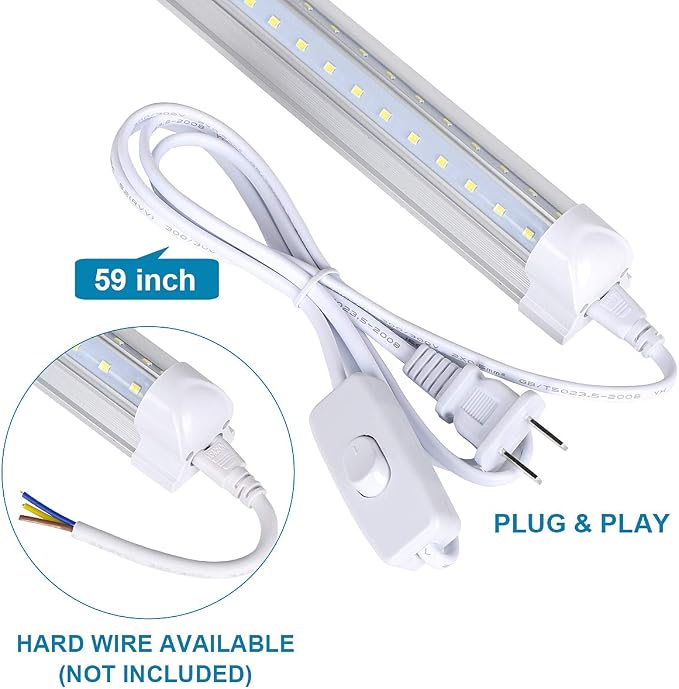 8ft LED Shop Light Fixture, 100W 15000LM 6000K, Cold White, V Shape, Hight - Image 2