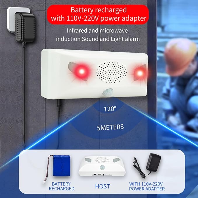 Sound Strobe Warning Lights, LED Intelligent Microwave Sensor Automatic Voice - Image 3