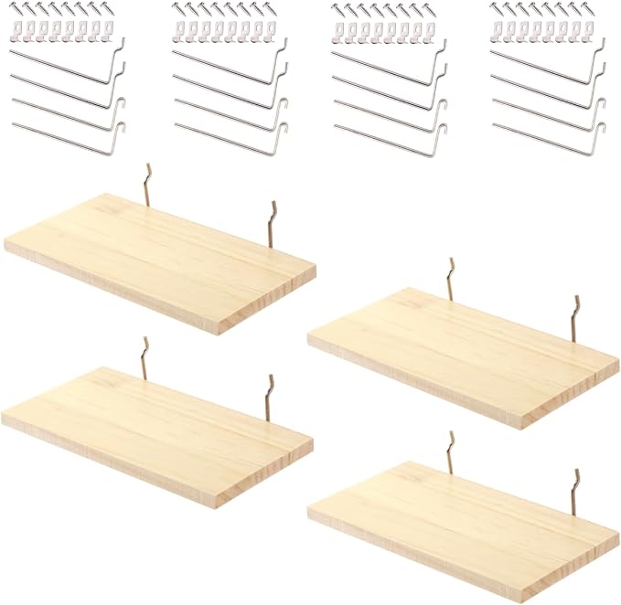 Shelves for PegBoard, Pine Wooden Pegboard Shelf Wall Organizer, Wooden Board by Unknown