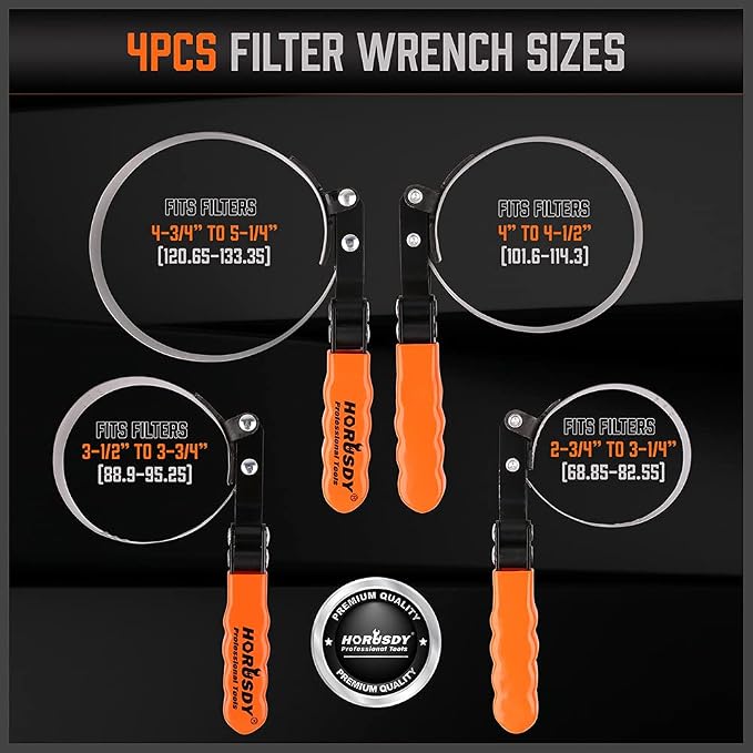 HORUSDY 5-Piece Standard Swivel Oil Filter Wrench, 2-3/4" - Image 3