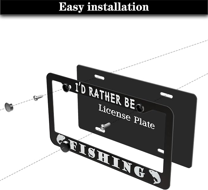 Automotive Exterior Accessories Black and White License Plate Frames I'd Rather - Image 7