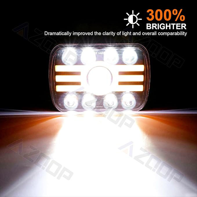 5x7 7x6 Inch LED Headlights, H6054 80W Headlights, Turn Signals, DOT Approved - Image 2