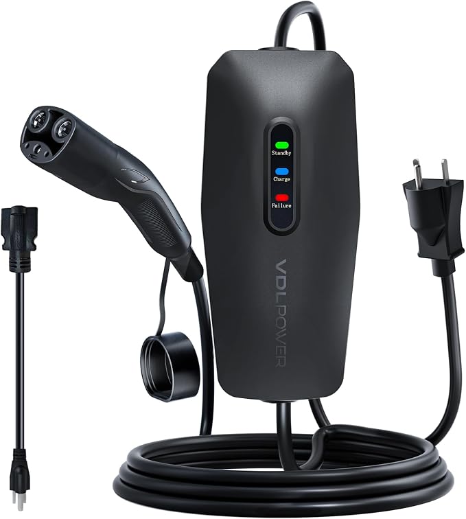 Level 1/2 EV Charger for Tesla 16Amp, Electric Vehicle Portable Charger by Unknown