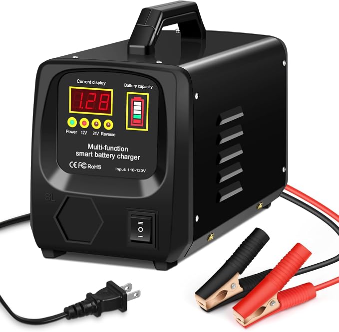 Outerman Car Battery Charger, 24V/12V Fully-Automatic Battery Charger by Outerman