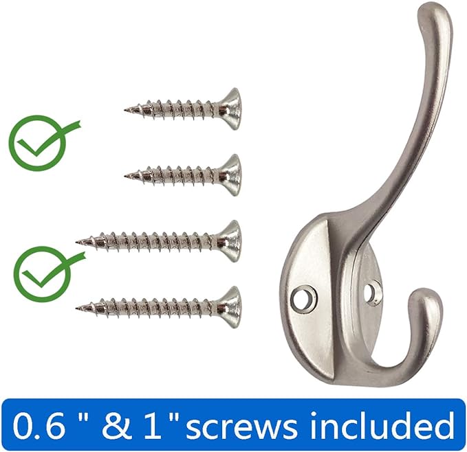 IBosins 10 Pack Heavy Duty Dual Coat Hooks Wall Mounted - Image 2