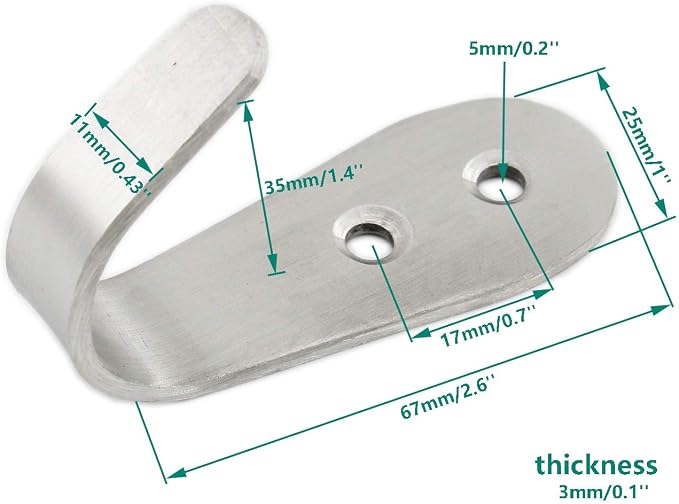Stainless Steel Coat Hooks, Heavy Duty Metal Wall Mounted Hanger Hooks - Image 2