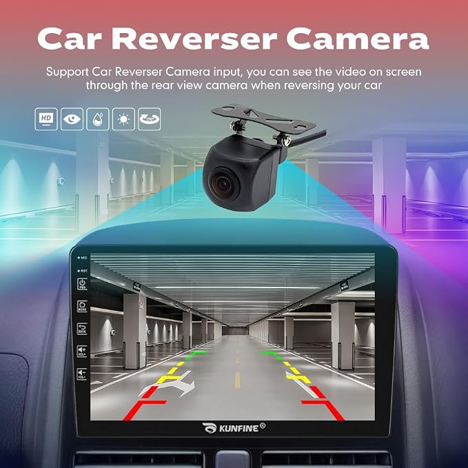 Kunfine Car Android Navigation Stereo GPS Radio Reverse Camera Display 9" IPS - Image 4