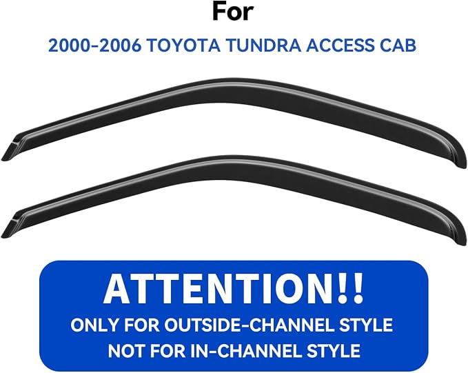Window Visors Rain Guards for 2000-2006 Toyota Tundra Access Cab, Out-Channel - Image 2